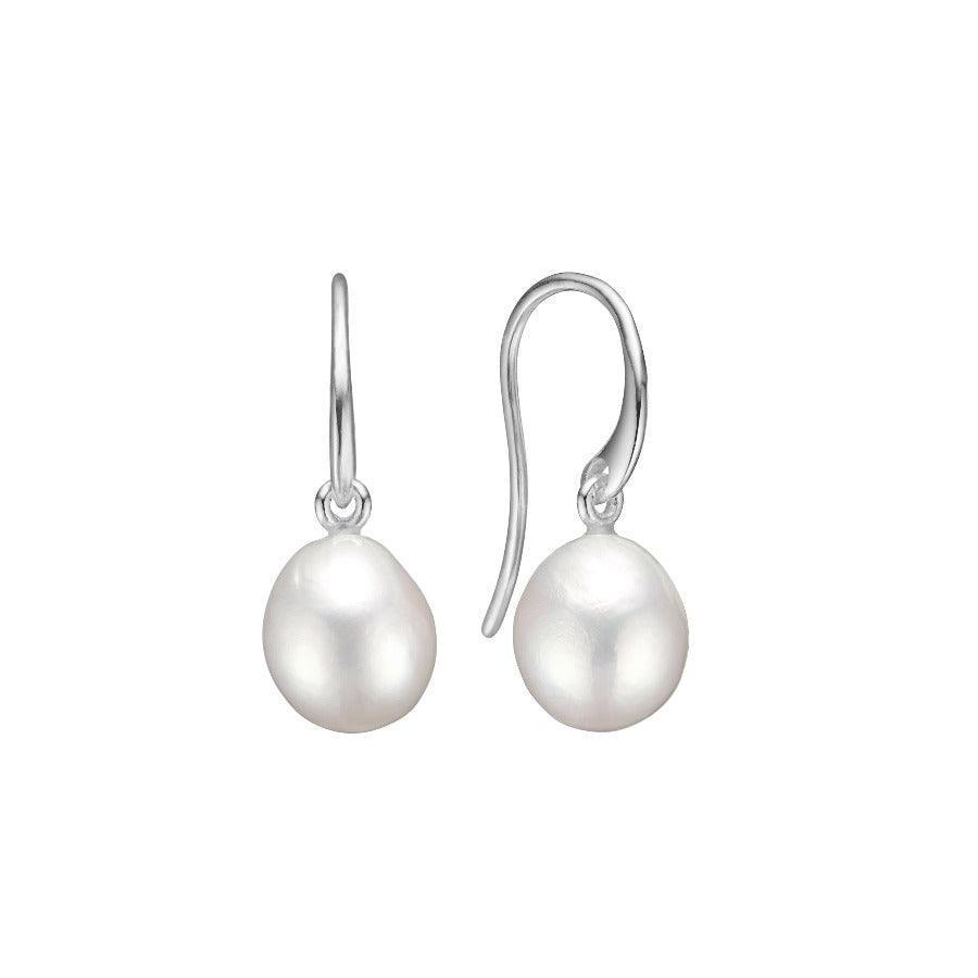 carre earrings with baroque pearls, silver earrings with white baroque pearls, Model SH4433SH4433BAROQUE-1