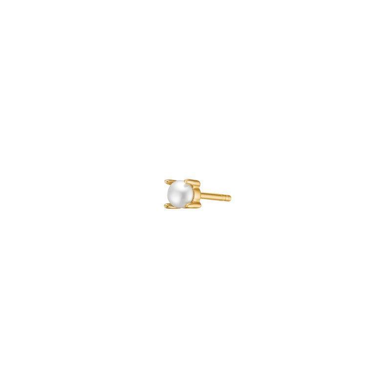 carre-earring-gold-plated-with-freshwater-pearl shows a simple gold-plated earring with white freshwater pearl. Model FS4367BI-1