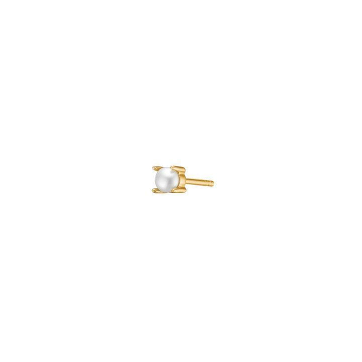 carre-earring-gold-plated-with-freshwater-pearl shows a simple gold-plated earring with white freshwater pearl. Model FS4367BI-1