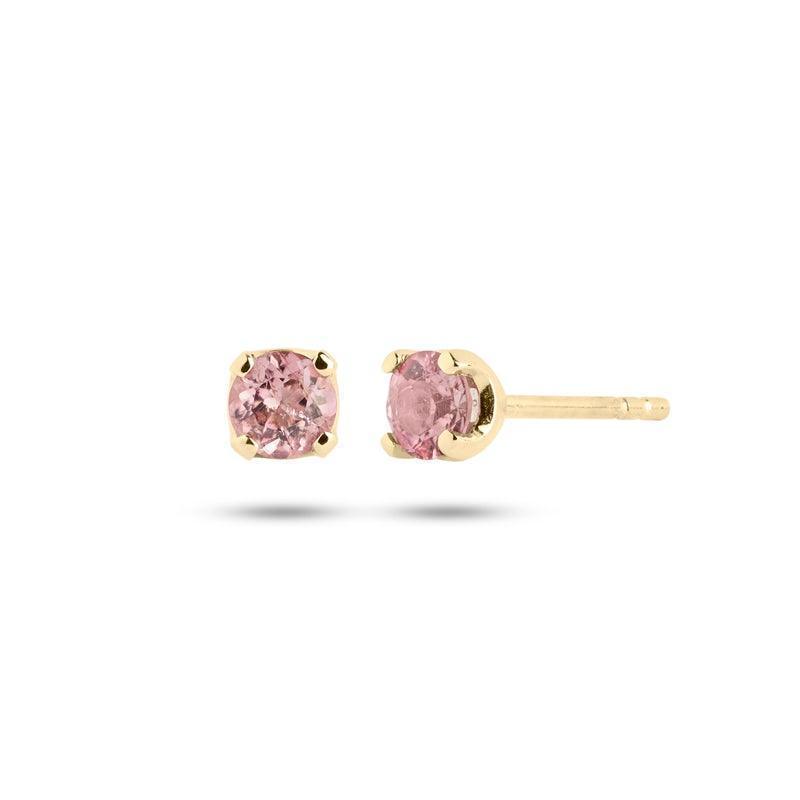 Carre Earrings in 10 carat gold with tourmaline, earrings with pink stones in an elegant design. Model TS4109-TR-PINK-1.