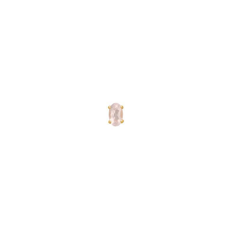 carre-earring-with-rose-quartz shows an oval earring in rose quartz and gold, simple and elegant. Model FS4374RQ