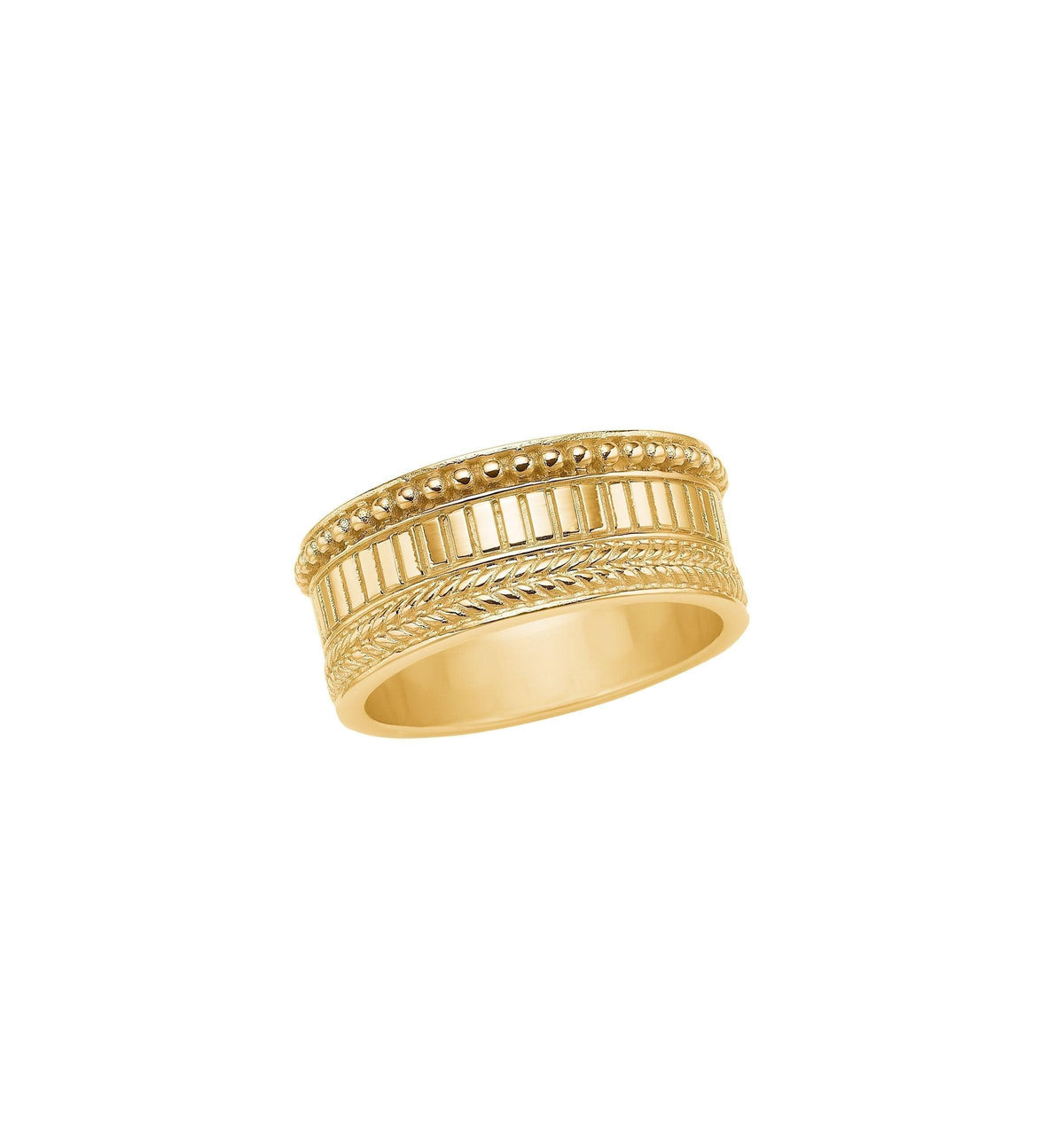 carre ring fr4407 with detailed gold band, grooved and pearl-embossed rim, Model FR4407-001