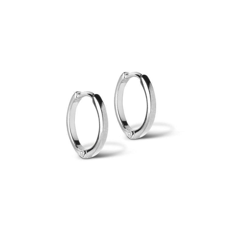 enamel classic hoops 10mm, elegant small silver hoops with glossy surface, Model E168S-E168S-1
