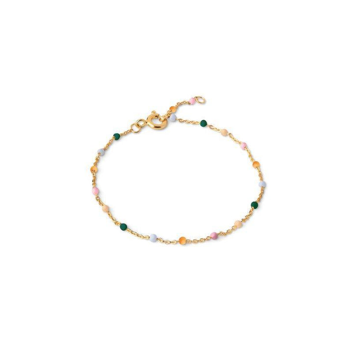 enamel lola armband b66g dreamy shows a thin gold-plated bracelet with colorful pearls, Model B66G-DREAMY-1