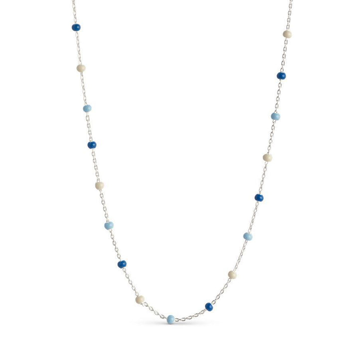 enamel lola necklace marine, silver chain with blue and white pearls, Model n55s-marine-n55s-marine-1