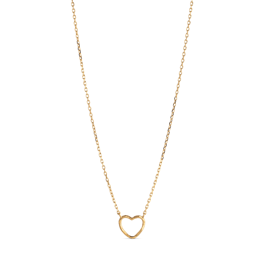 enamel organic heart necklace with small heart pendant in gold-colored metal, Model n102gm-n102gm-1