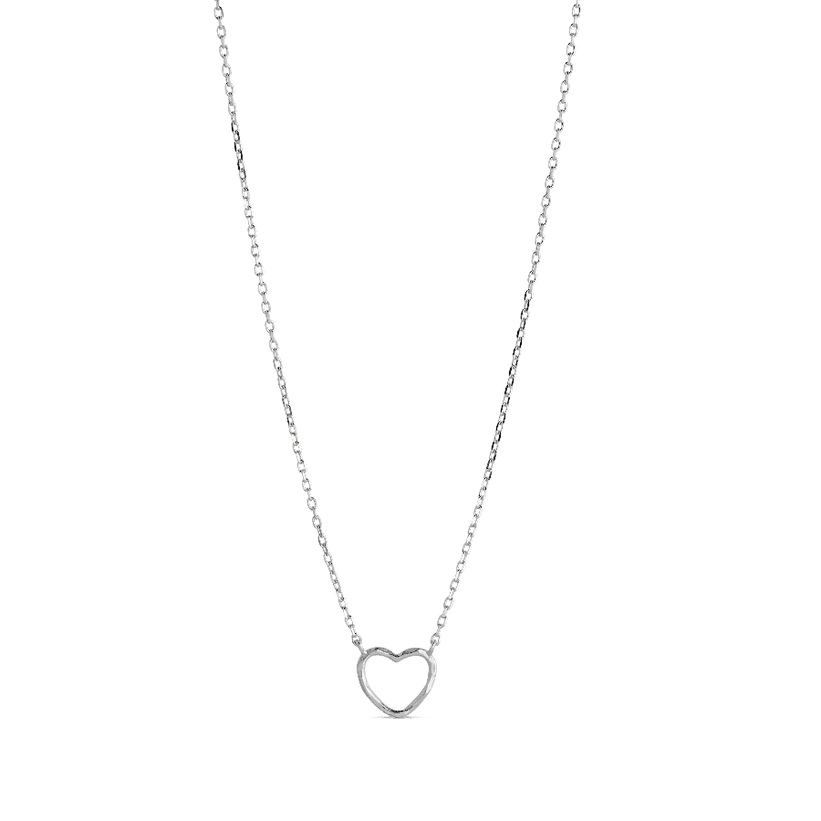 enamel organic heart necklace with silver-colored open heart pendant, Model n102sm-n102sm-1