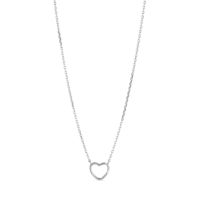 enamel organic heart necklace with silver-colored open heart pendant, Model n102sm-n102sm-1