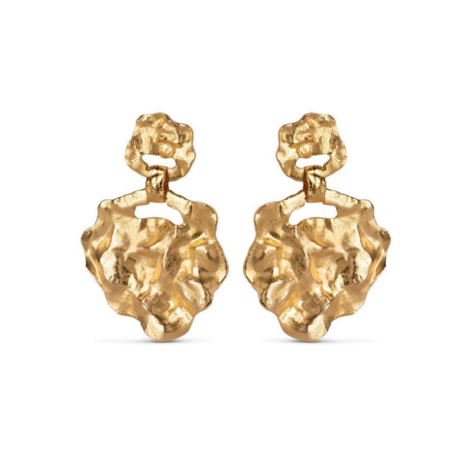 enamel windy large earrings with a structured, organic shape in golden metal, Model E291GM-E291GM-1