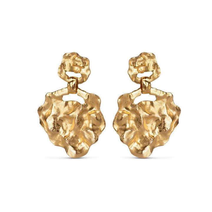 enamel windy large earrings with a structured, organic shape in golden metal, Model E291GM-E291GM-1