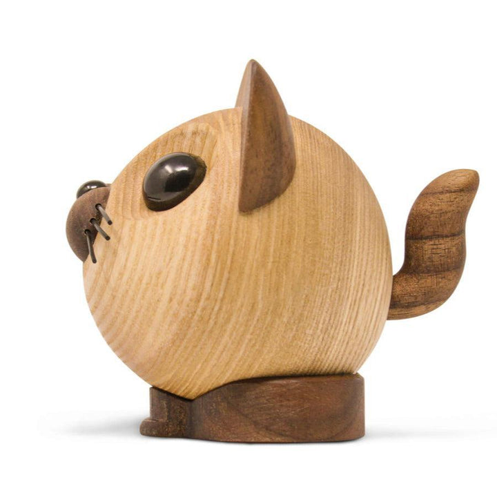 FableWood Felix the cat, wooden figure in light and dark woods, side profile, Model 1112-2.