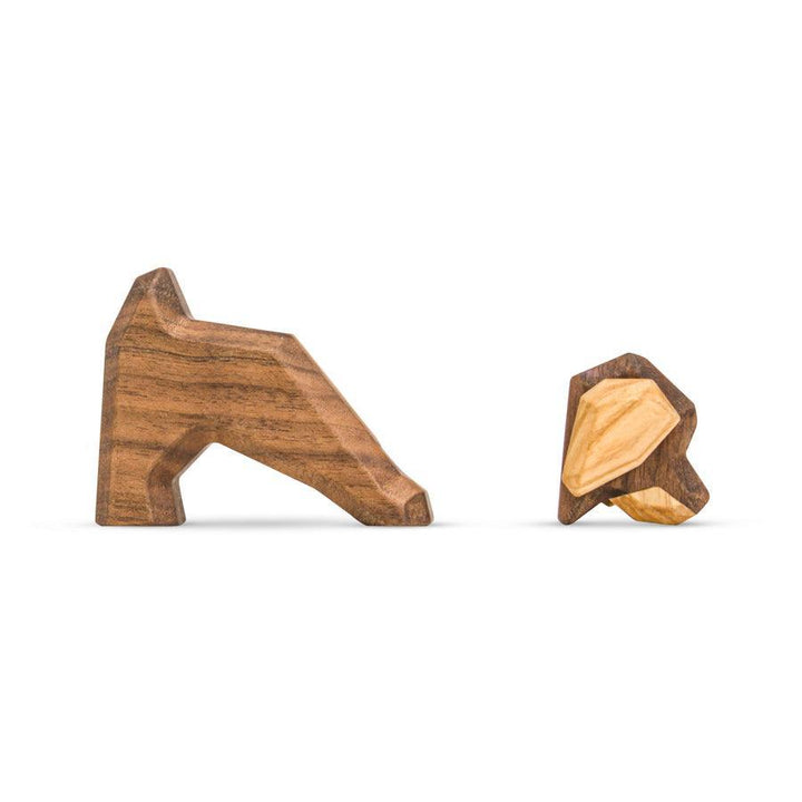 FableWood Little Dachshund, decorative dog in natural wood with light and dark shades. Model 9009-2.