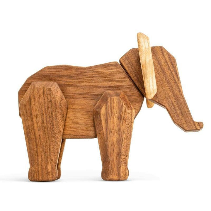 Fablewood Mother Elephant shows a wooden figure of an elephant in light brown wood, standing on a white background. Model FW1030-1