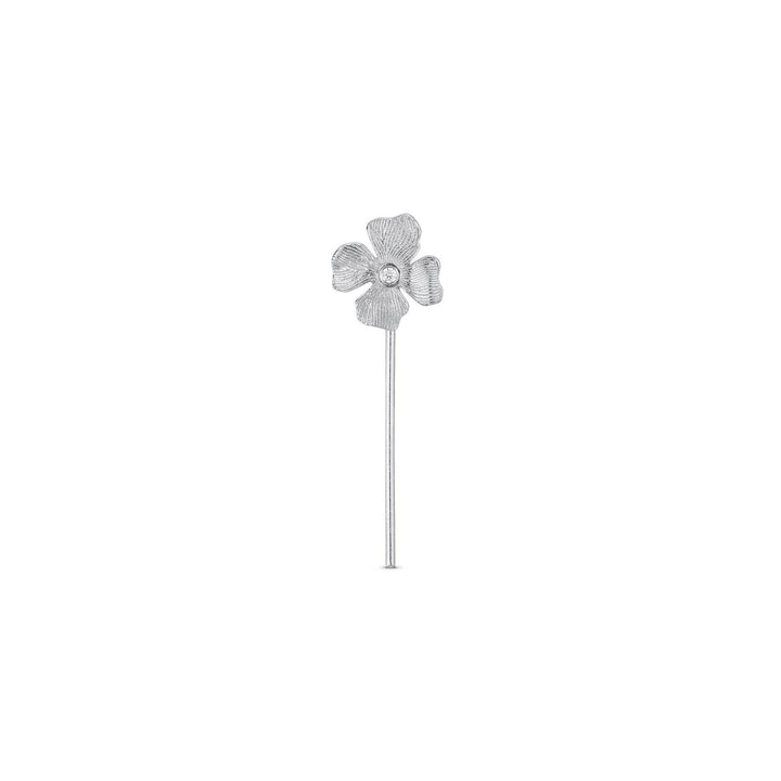 herieth-paul-x-polar-jewelry-furaha-earhanger, silver floral earring with detailed structure. Model fur-eh-sl-wz-00507-1