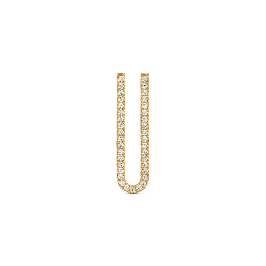 herieth-paul-x-polar-jewelry-zanzibar-gold-plated-22kt gold ring in bent U shape with clear stones on white background. Model WZ-00508-1