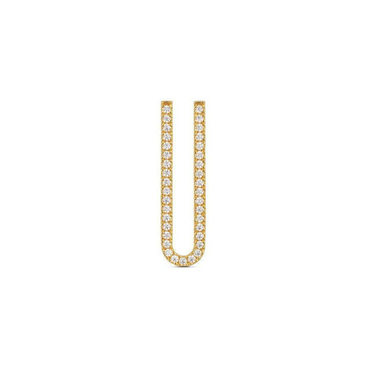 herieth-paul-x-polar-jewelry-zanzibar-gold-plated-22kt gold ring in bent U shape with clear stones on white background. Model WZ-00508-1
