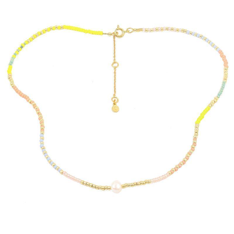 Hultquist Copenhagen Alaina Necklace with Multicolored Pearls and Gold Tone Clasp, Model S08164G-S08164G-1