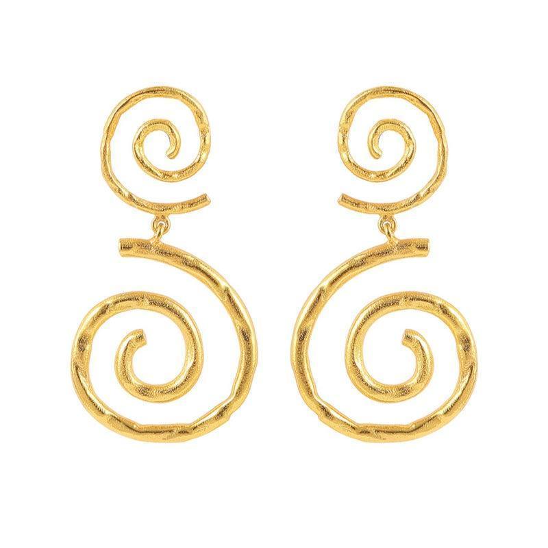 Hultquist Copenhagen Halley Earrings, Raw Texture Gold Plated Spiral Earrings, Model S08103G-S08103G-1