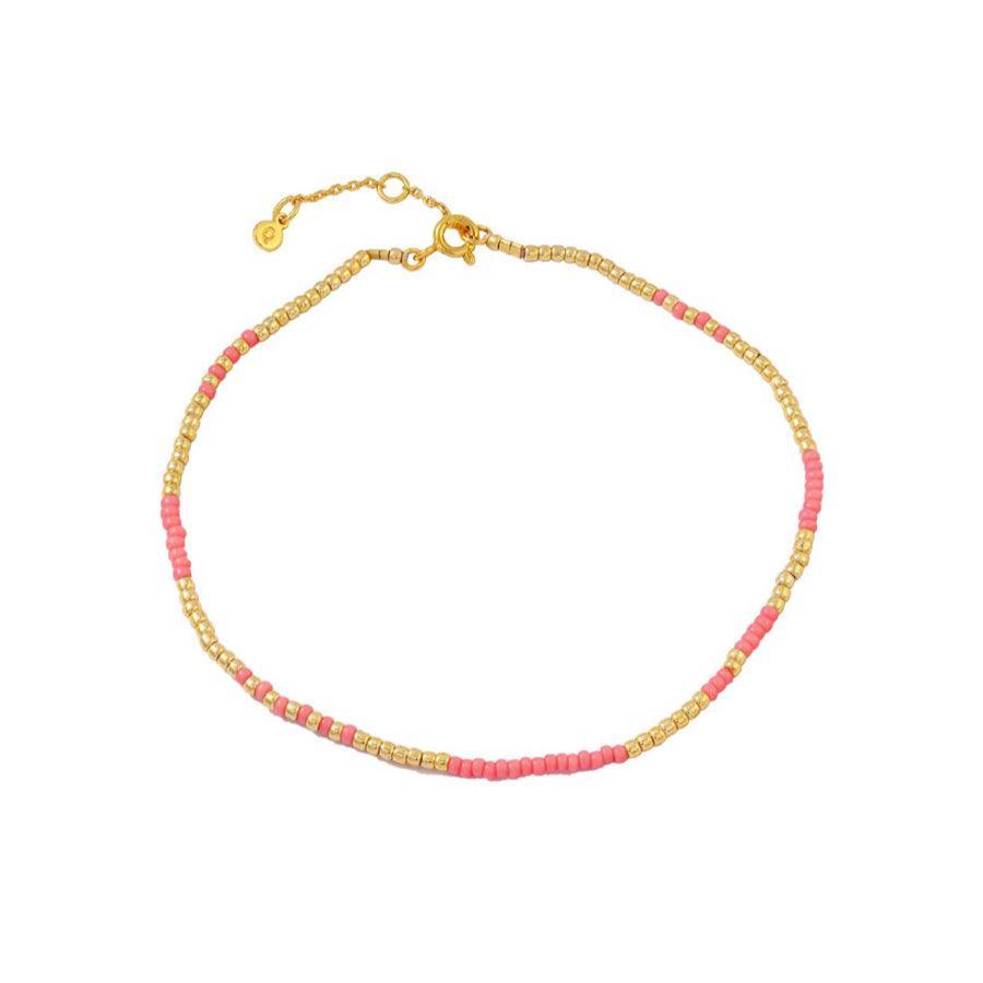 Hultquist Elina Ankle chain Silver-plated with small pink and gold-colored pearls, Model S08322G.