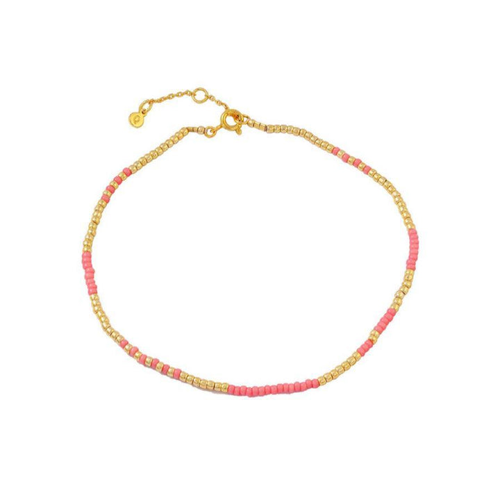 Hultquist Elina Ankle chain Silver-plated with small pink and gold-colored pearls, Model S08322G.