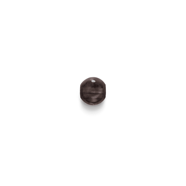 Inner Peace Smoky Quartz Pearl Change shows a round, faceted pearl in dark grey-brown stone. Model c124g112-1.