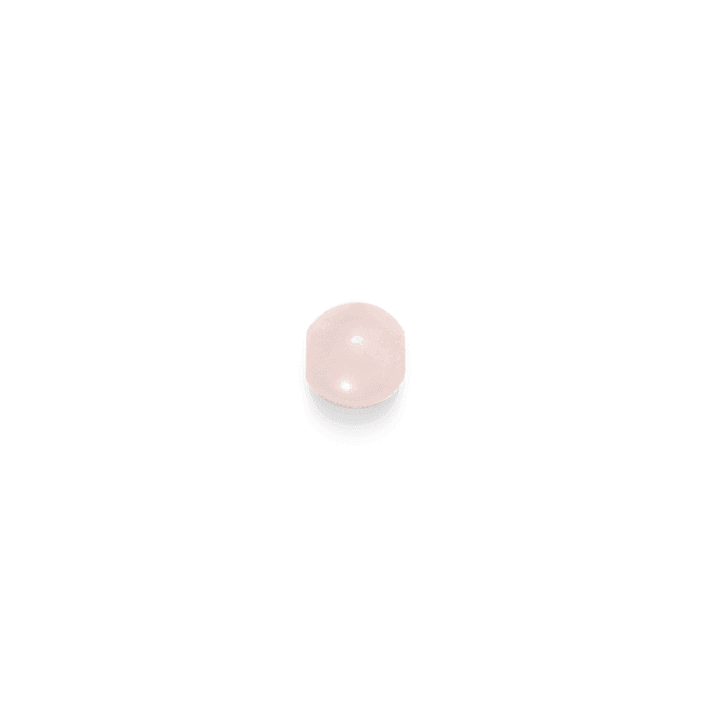 Inner Peace Rose Quartz Pearl Love shows a round, pink rose quartz pearl on a white background. Model c124g124-1.