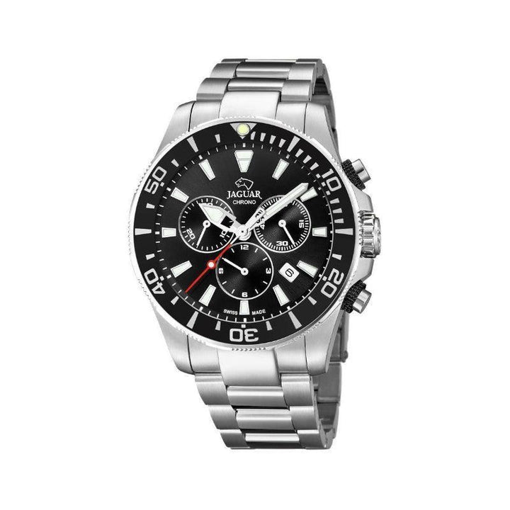 Jaguar men's watch Executive Diver with black dial, steel case and chronograph details. Model J8613-J8613-1