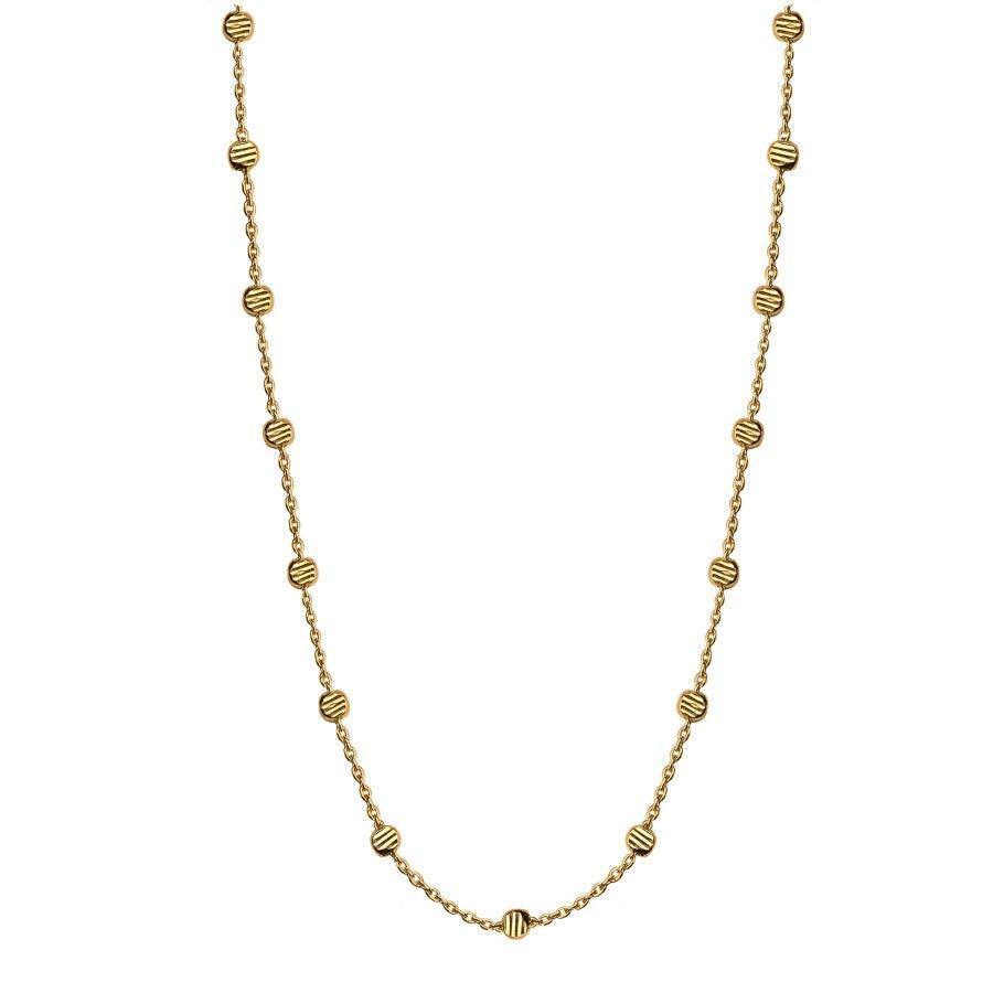 Jeberg Jewelery Gold Beads Necklace, ankle chain in silver gilded with small grooved gold beads. Model 4575-42-g.