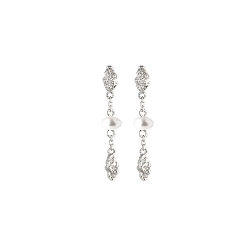 jeberg jewelery in am gold drop earring silver with unique pearl detail, elegant design. Model 51057-51057-1