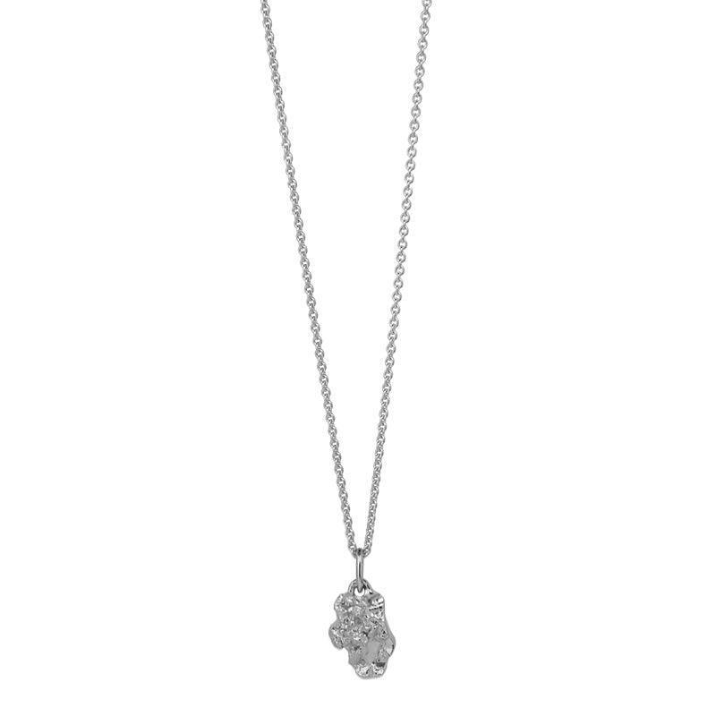 Jeberg Jewelery I Am Gold Petite Necklace with small, structured pendant in silver finish. Model 40762-1
