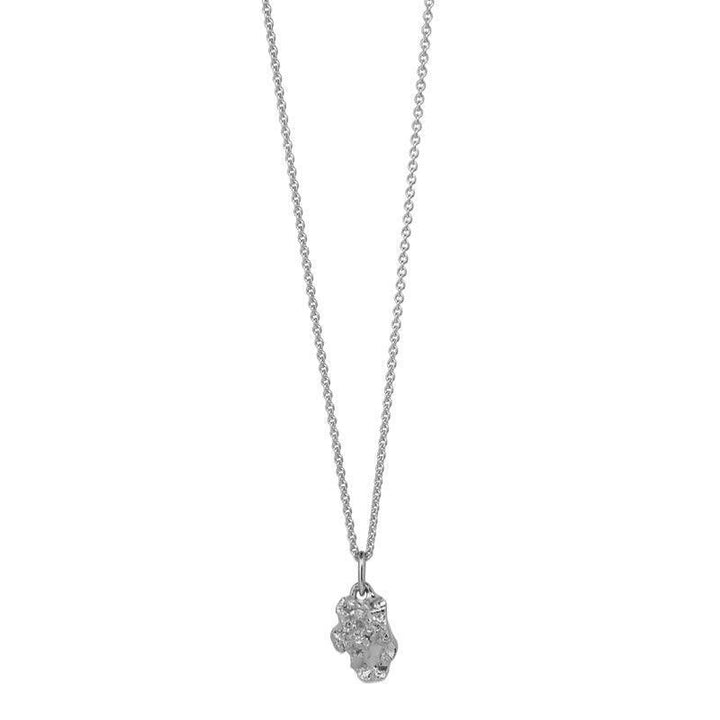 Jeberg Jewelery I Am Gold Petite Necklace with small, structured pendant in silver finish. Model 40762-1