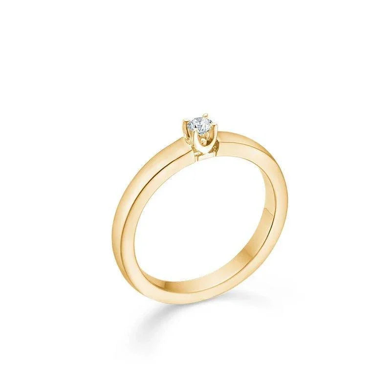 Mads Z 14 kt Crown alliance ring diamond 0.09 ct shows an elegant gold ring with round brilliant, Model 1541891-001.