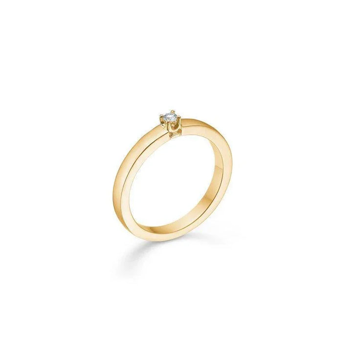 Mads Z 14 kt. Crown alliance ring diamond 0.04 ct shows a single gold ring with clear diamond, Model 1541841-001