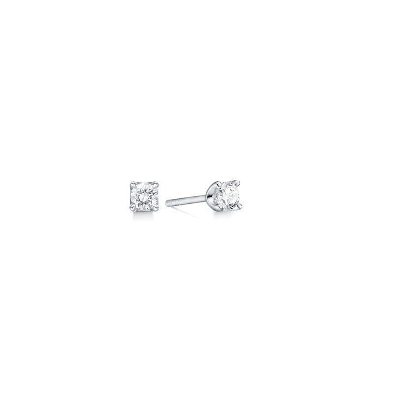 Mads Z 14 kt Crown Diamond Earrings 0.30 ct white gold shows a pair of simple square stud earrings with diamonds, Model 1611630-1.