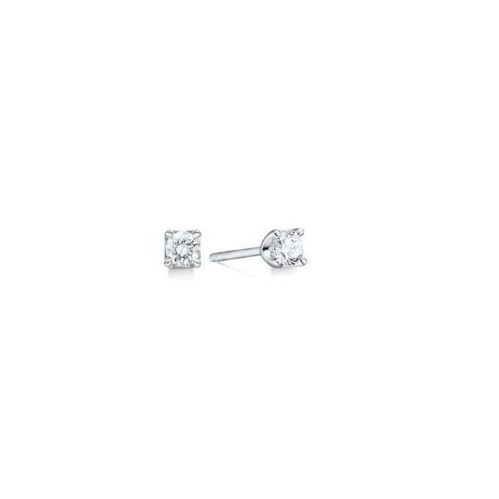 Mads Z 14 kt Crown Diamond Earrings 0.30 ct white gold shows a pair of simple square stud earrings with diamonds, Model 1611630-1.
