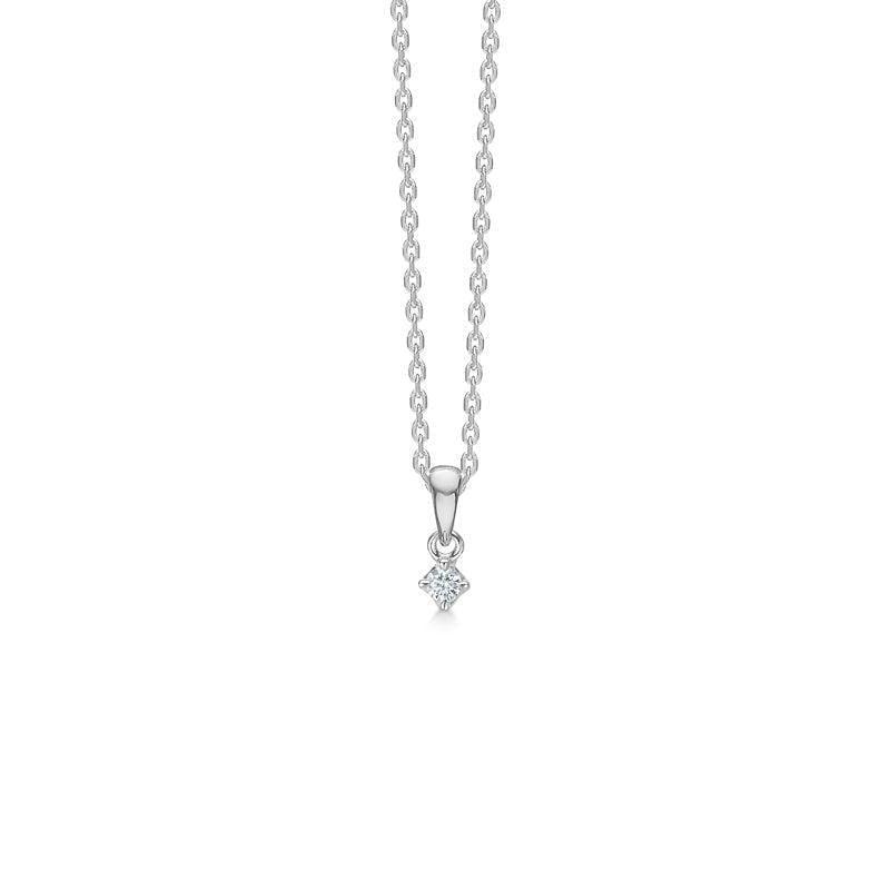 Mads Z 14 kt Crown Diamond Pendant 0.04 ct white gold, elegant chain with small diamond pendant. Model 1631604-1