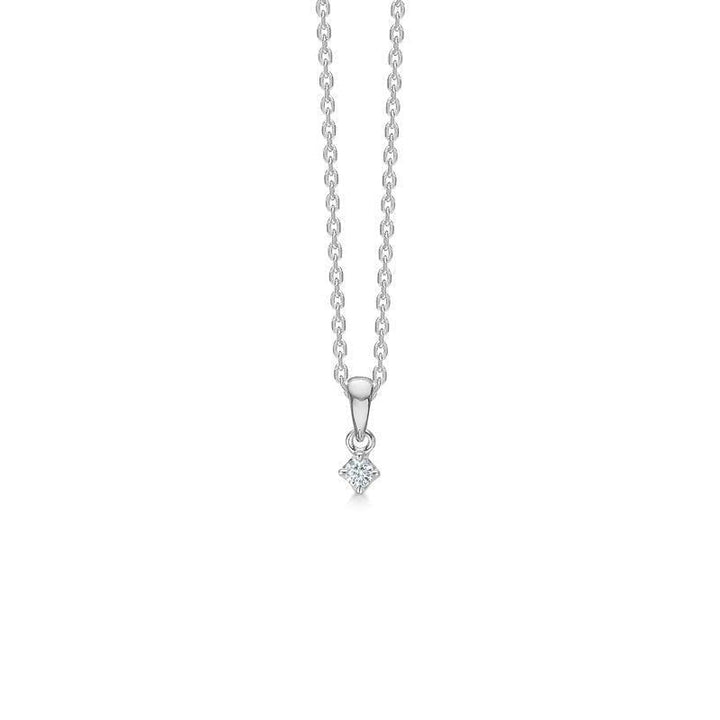 Mads Z 14 kt Crown Diamond Pendant 0.04 ct white gold, elegant chain with small diamond pendant. Model 1631604-1