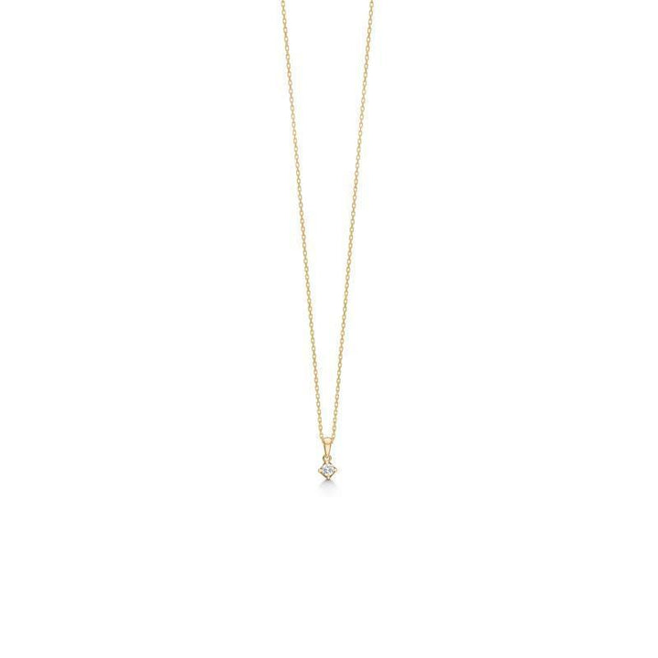 Mads Z 14 kt Crown Diamond Pendant 0.09 ct shown as an elegant necklace in gold with a small diamond. Model 1531609-1