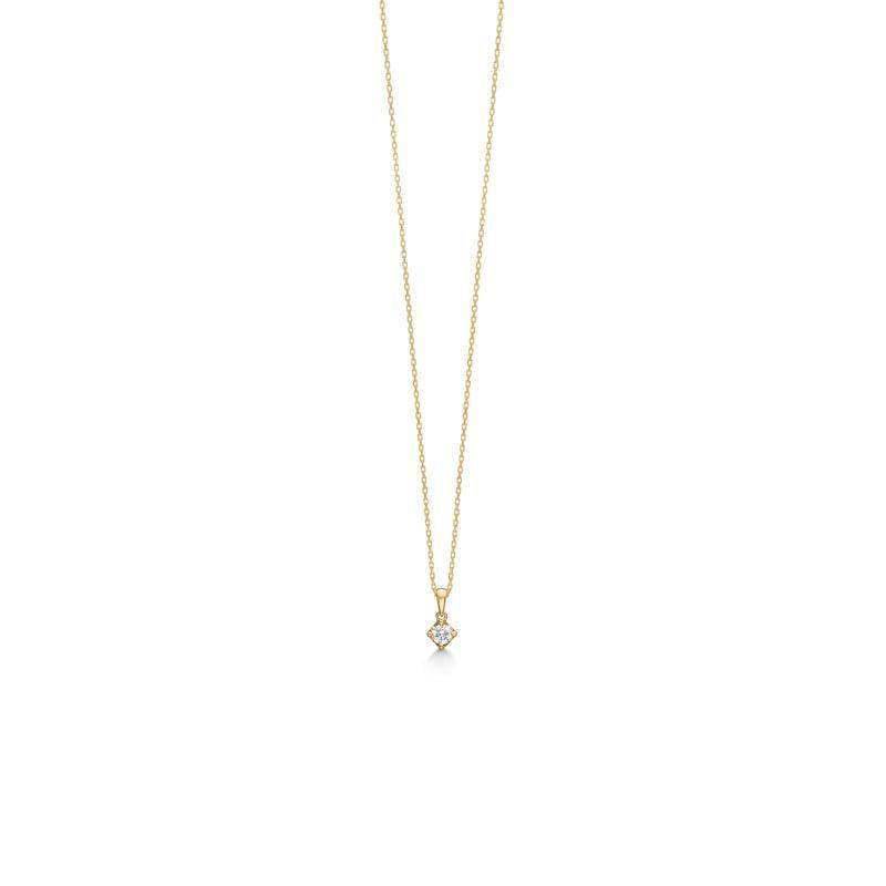 Mads Z 14 kt Crown Diamond Pendant 0.16 ct shows an elegant piece of jewelry with a golden chain and diamond. Model 1531616