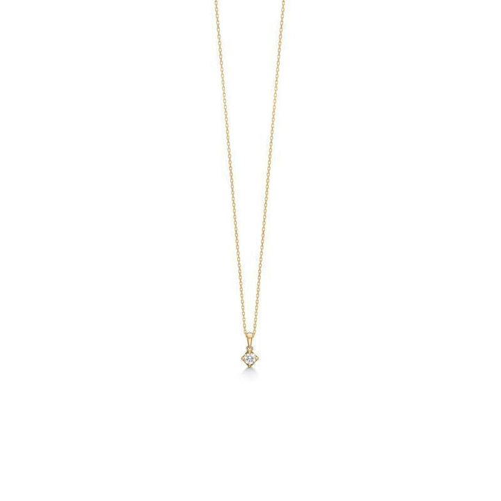 Mads Z 14 kt Crown Diamond Pendant 0.16 ct shows an elegant piece of jewelry with a golden chain and diamond. Model 1531616