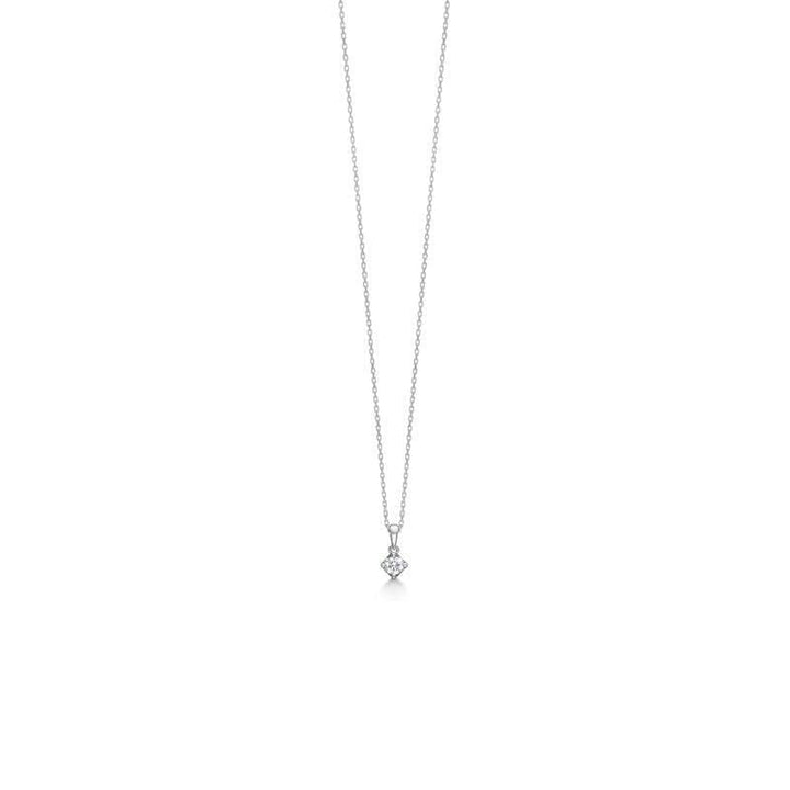 Mads Z 14 kt Crown Diamond Pendant 0.16 ct white gold on thin chain, elegant design, Model 1631616