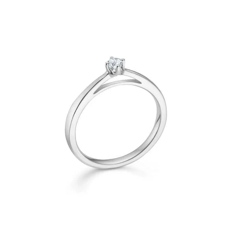 Mads Z 14 kt Crown Ring white gold 0.09 ct shows an elegant ring in white gold with a brilliant. Model 1641609-001.