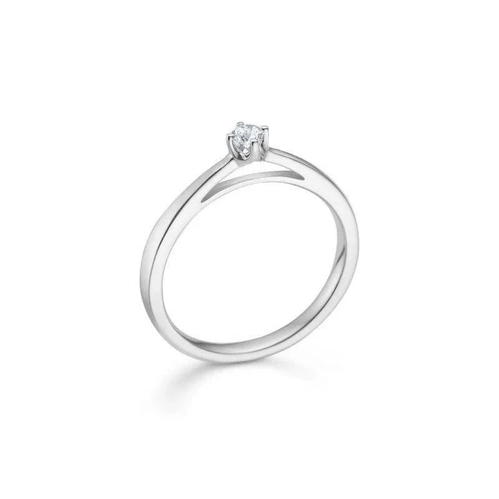 Mads Z 14 kt Crown Ring white gold 0.09 ct shows an elegant ring in white gold with a brilliant. Model 1641609-001.