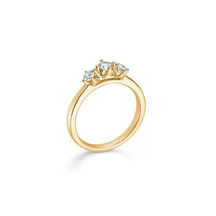 Mads Z 14 kt Crown Trinity diamond ring 0.34 ct shows an elegant gold ring with three diamonds. Model 1541734-001.