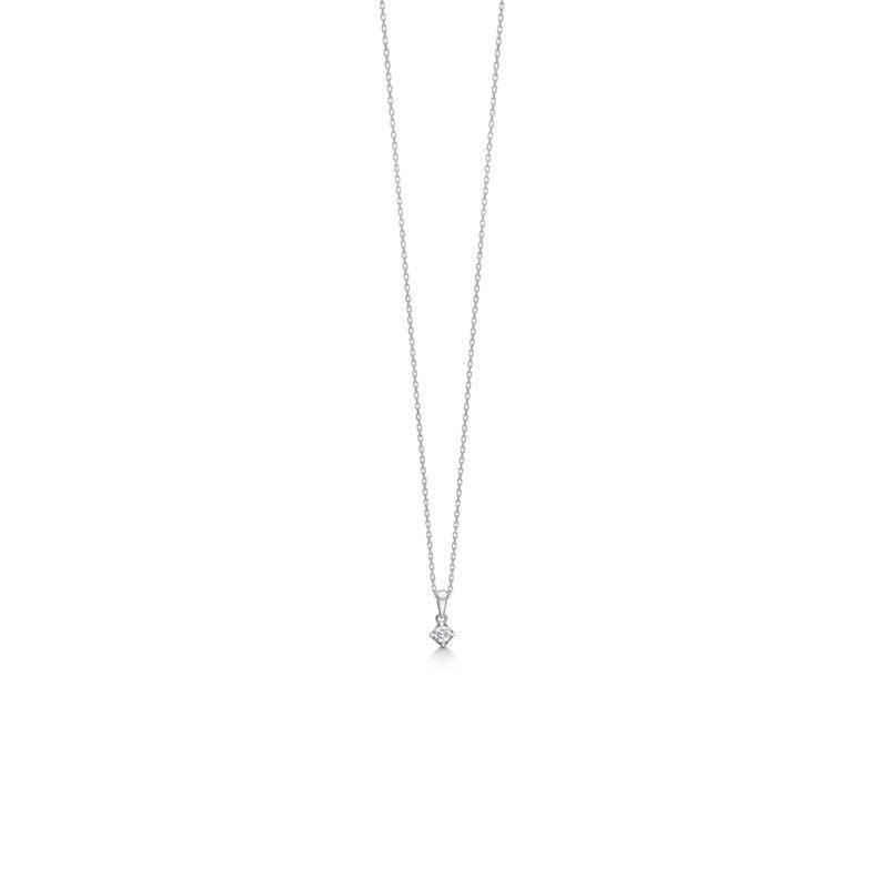 Mads Z 14 kt crown pendant 0.09 ct white gold on fine chain with small diamond, Model 1631609-1