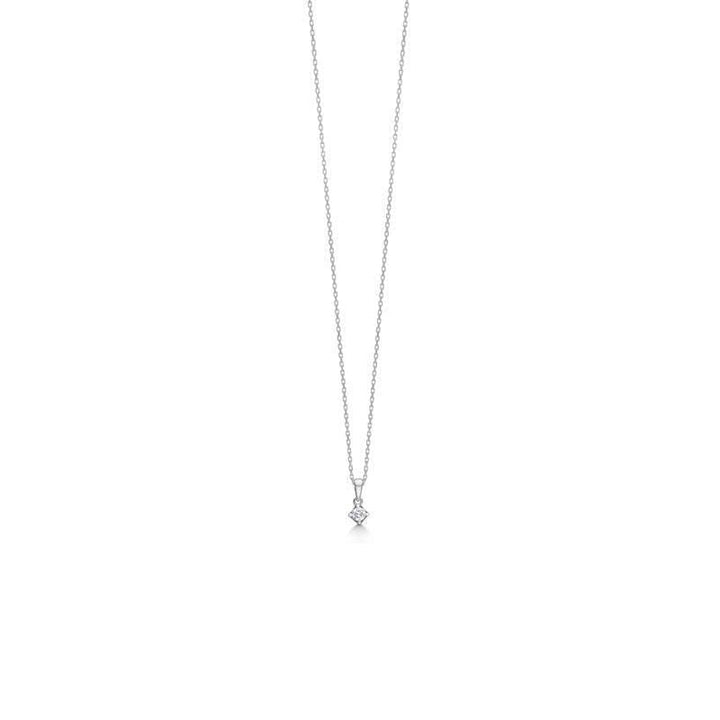 Mads Z 14 kt crown pendant 0.09 ct white gold on fine chain with small diamond, Model 1631609-1