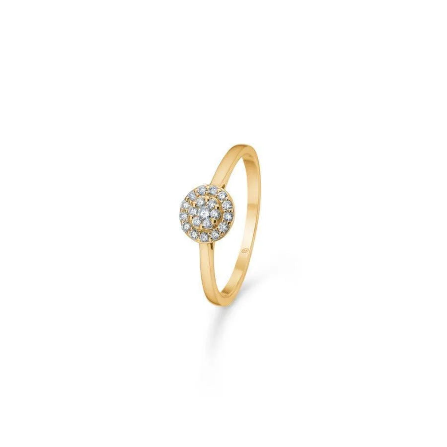 Mads Z 14 kt Eleanor Petite Ring 0.16 ct with diamonds in a round setting on a slim gold ring. Model 1541074-001-1