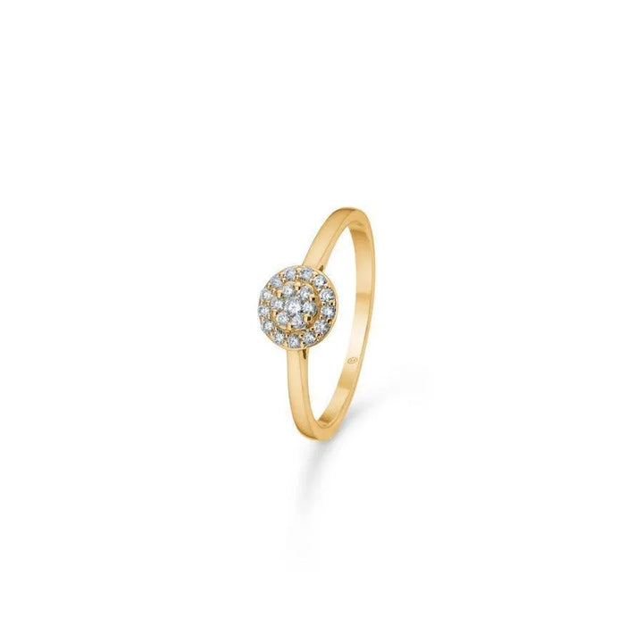 Mads Z 14 kt Eleanor Petite Ring 0.16 ct with diamonds in a round setting on a slim gold ring. Model 1541074-001-1