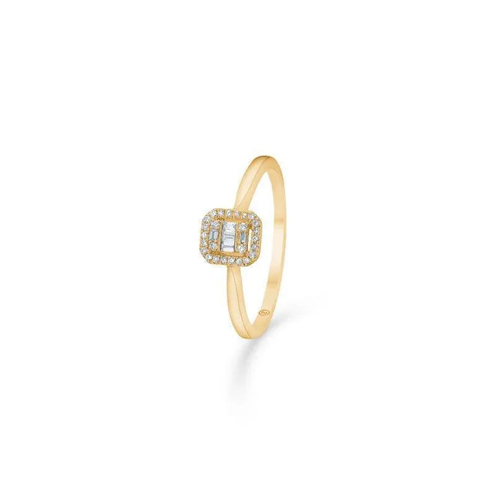 Mads Z 14 kt. Elizabeth Diamond Ring 0.09 ct. elegant gold ring with square diamond head, Model 1541030-001
