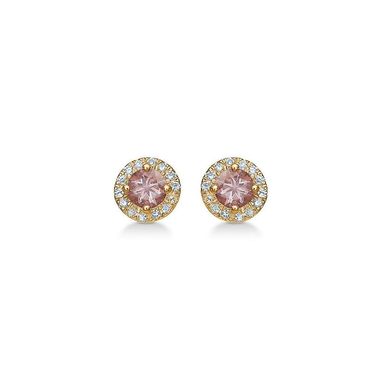 Mads Z 14 kt Madeleine earrings with garnet and diamonds in gold with red stone, Model 1516012-1